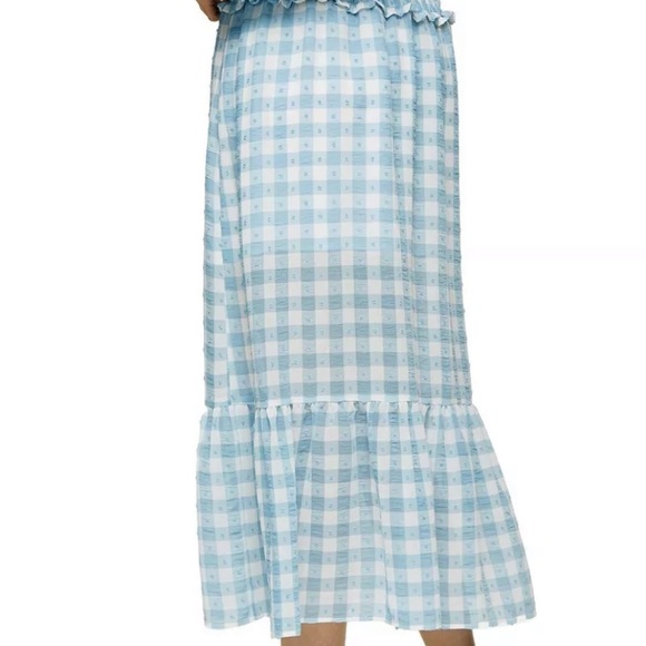 NWOT TOPSHOP Gingham Smocked Tiered Midi Skirt 10 - Picture 4 of 6